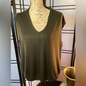 2X FOREVER 21 HUNTER GREEN BLOUSE WITH SEE THROUGH BACK